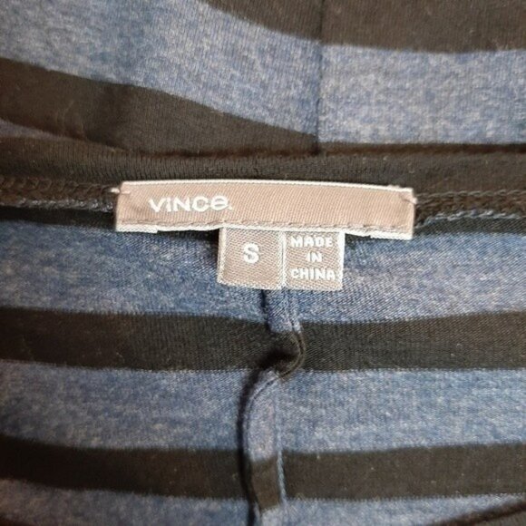 VINCE / Stripe Pattern Soft Pocket Tee  Blue & Black Sz S - Picture 5 of 6